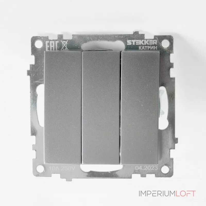 Выключатель трехклавишный без рамки Stekker Катрин 49173 от ImperiumLoft