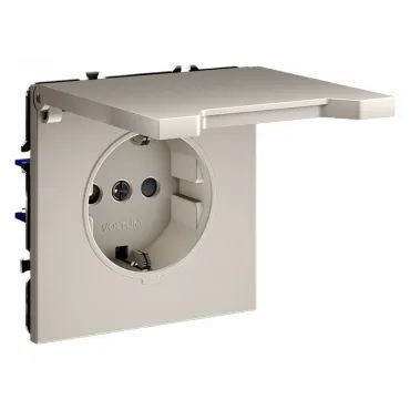 Розетка с заземлением и со шторкой без рамки с крышкой Voltum S70 VLS040303