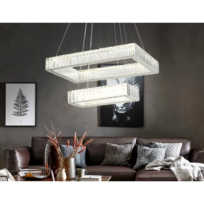 Подвесная светодиодная люстра с хрусталем TR5005/2 CH/CL хром/прозрачный 90W 3000K/4200K/6400K 600*400*950 (Без ПДУ) от NovaLamp