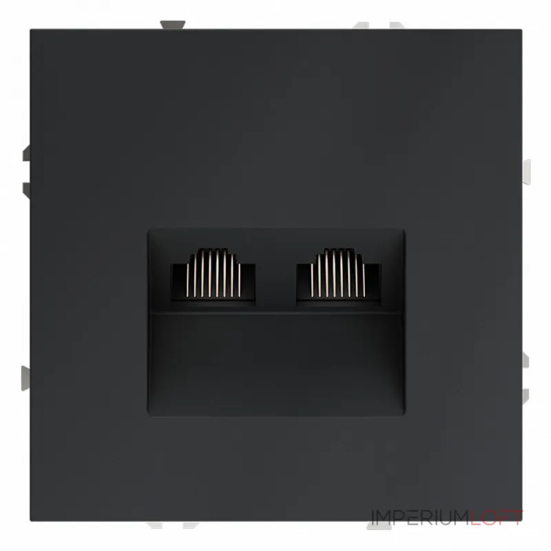 Розетка компьютерная встраиваемая S70 двойная RJ45+RJ45 кат.6 (графит) Voltum VLS060207