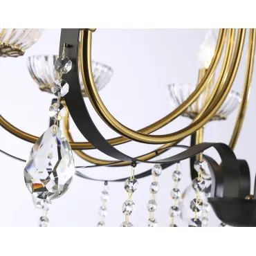 Подвесная люстра с хрусталем TR4953/8 BK/GD/CL черный/золото/прозрачный E14*8 max 40W D740*735 от NovaLamp