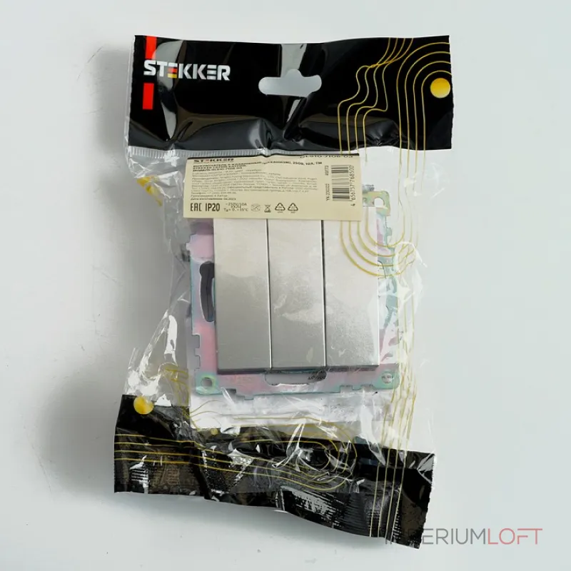 Выключатель трехклавишный без рамки Stekker Катрин 49173 от ImperiumLoft