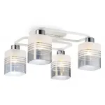 Светильник потолочный TR303205/4 WH/CH/SM/FR белый/хром/дымчатый/белый матовый E27*4 max 60W 370*370*200 от NovaLamp