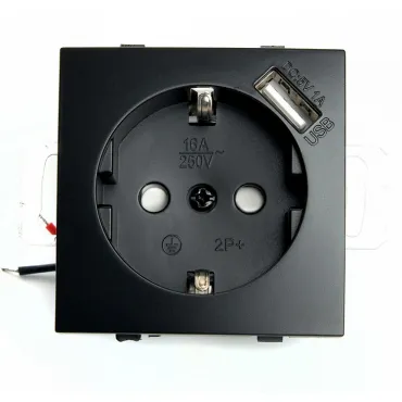 Розетка с заземлением и со шторками и 2хUSB без рамки Stekker Эрна 49155