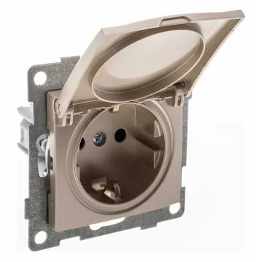 Розетка с заземлением и со шторкой без рамки с крышкой Gusi Electric BRAVO С10Р91-027