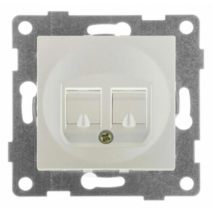 Розетка двойная RJ-12 и Ethernet RJ-45 без рамки Gusi Electric UGRA С11КТ-028 от ImperiumLoft