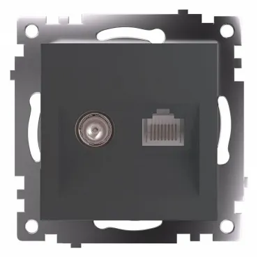 ТВ-розетка и розетка Ethernet RJ-45 без рамки Stekker Катрин 49417 ТВ-розетка и розетка Ethernet RJ-45 без рамки Stekker Катрин 49417