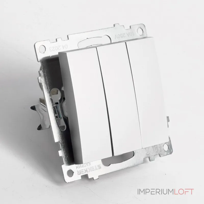 Выключатель трехклавишный без рамки Stekker Катрин 49173 от ImperiumLoft