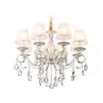 Подвесная люстра с абажурами и хрусталем TR4548/8 WH/SL белый/серебро E14/8 max 40W D680*545 от NovaLamp