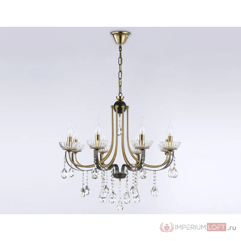 Подвесная люстра с хрусталем TR4953/8 BK/GD/CL черный/золото/прозрачный E14*8 max 40W D740*735 от NovaLamp