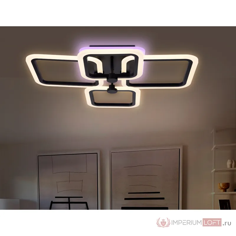 Потолочный светодиодный светильник с пультом FA531/2+2 BK черный 105W 580*420*130 (ПДУ РАДИО 2.4G) от NovaLamp