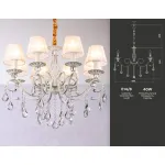 Подвесная люстра с абажурами и хрусталем TR4548/8 WH/SL белый/серебро E14/8 max 40W D680*545 от NovaLamp