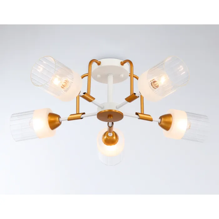 Светильник подвесной TR303323/5 WH/GD/CL/FR белый/золото/прозрачный/белый матовый E27*5 max 60W D620*200 от NovaLamp