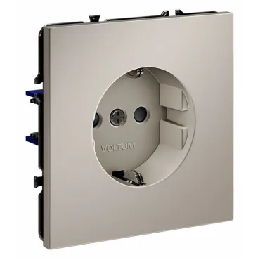 Розетка с заземлением и со шторкой без рамки Voltum S70 VLS040203