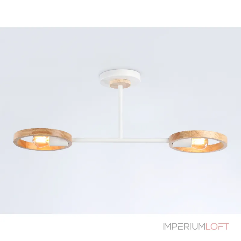Подвесной светильник со сменной лампой TR8243/2 WH/LWD белый/светлое дерево E27/2 max 40W 590*165*220 от NovaLamp