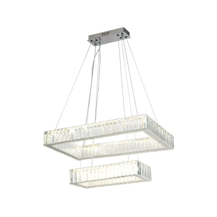 Подвесная светодиодная люстра с хрусталем TR5005/2 CH/CL хром/прозрачный 90W 3000K/4200K/6400K 600*400*950 (Без ПДУ) от NovaLamp