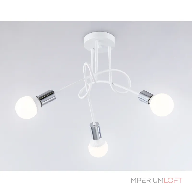 Потолочный светильник в стиле лофт TR80414/3 WH/CH белый/хром E27/3 max 60W D670*370 от NovaLamp