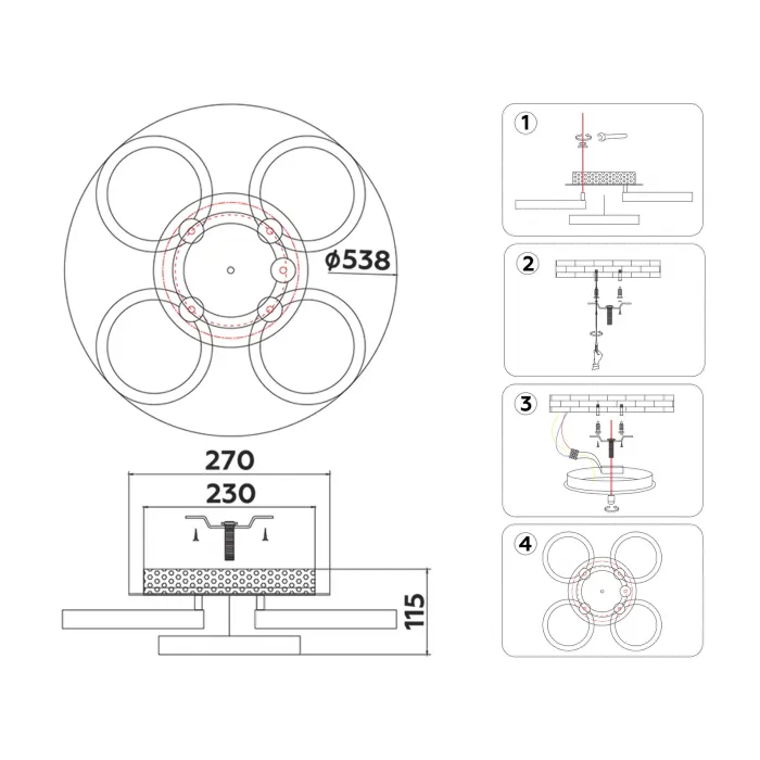 Светильник светодиодный потолочный FA3841/4+1 WH белый 70W 3000K-6400K+RGB D538*115 (ПДУ РАДИО 2.4G) от NovaLamp
