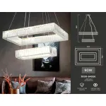 Подвесная светодиодная люстра с хрусталем TR5005/2 CH/CL хром/прозрачный 90W 3000K/4200K/6400K 600*400*950 (Без ПДУ) от NovaLamp