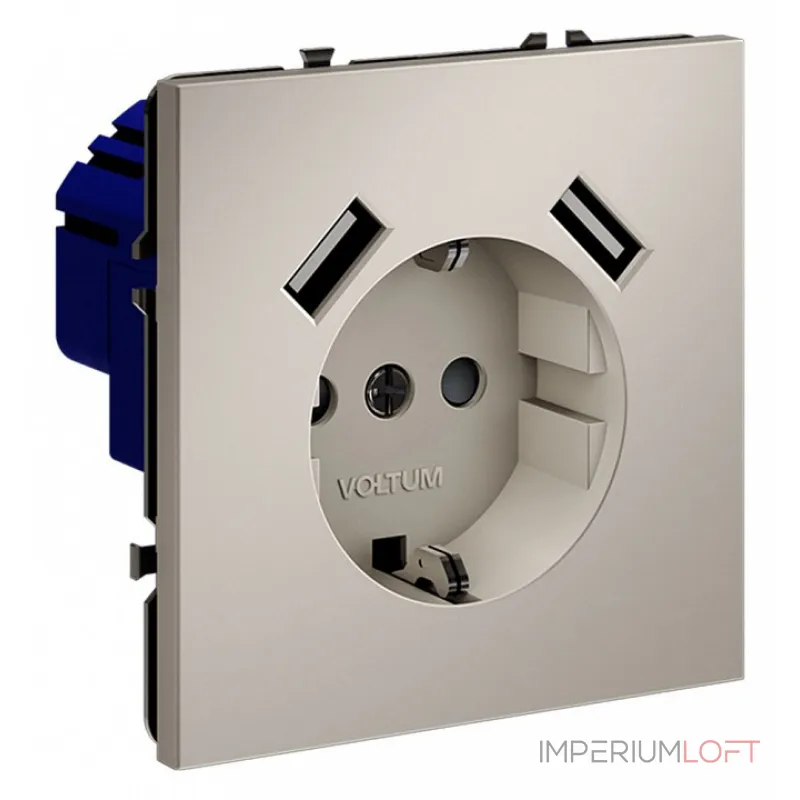 Розетка с заземлением и со шторкой и 2хUSB type A без рамки Voltum S70 VLS040403 от ImperiumLoft Розетка с заземлением и со шторкой и 2хUSB type A без рамки Voltum S70 VLS040403 от ImperiumLoft