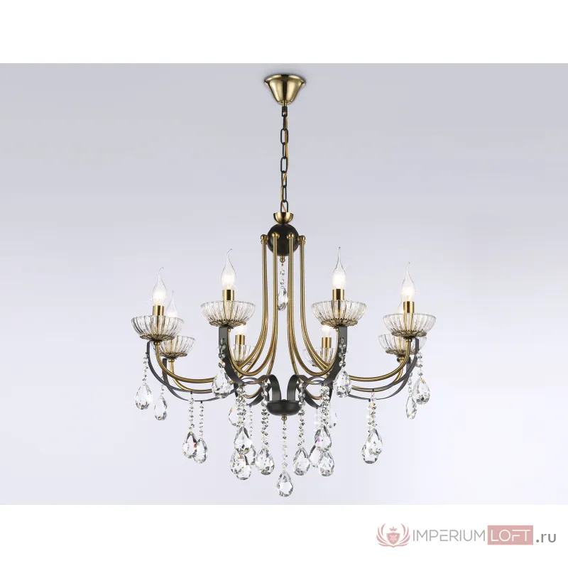 Подвесная люстра с хрусталем TR4953/8 BK/GD/CL черный/золото/прозрачный E14*8 max 40W D740*735 от NovaLamp