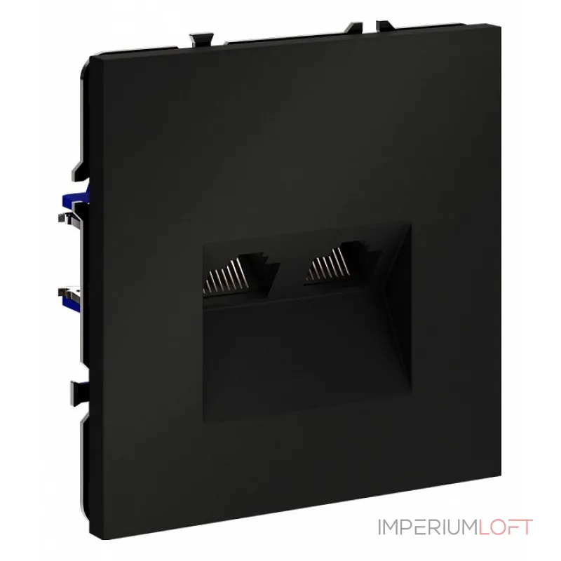 Розетка компьютерная встраиваемая S70 двойная RJ45+RJ45 кат.6 (черный матовый) Voltum VLS060208 Розетка компьютерная встраиваемая S70 двойная RJ45+RJ45 кат.6 (черный матовый) Voltum VLS060208