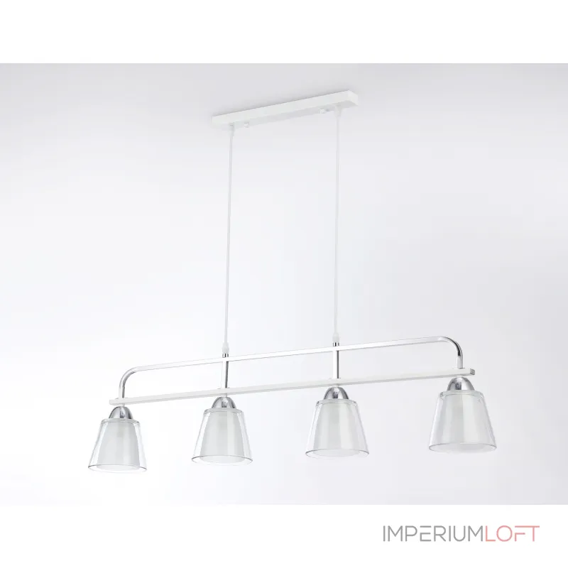 Светильник подвесной TR303242/4 WH/CH/CL/FR белый/хром/прозрачный/белый матовый E27*4 max 60W 870*120*780 от NovaLamp