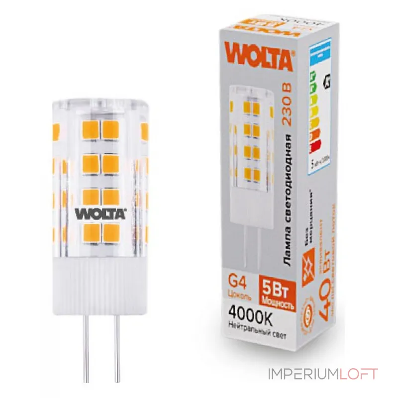 Лампа светодиодная Wolta G4 5Вт 4000K WSTD-JC-220V5W4KG4-C