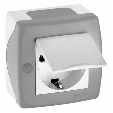Розетка с заземлением с крышкой Mono Electric Octans IP20 104-020007-118 Розетка с заземлением с крышкой Mono Electric Octans IP20 104-020007-118