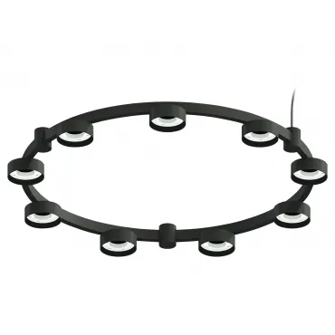 Корпус светильника Techno Ring подвесной для насадок Ø85мм C9242/9 SBK черный песок D740*70.5mm GX53/9