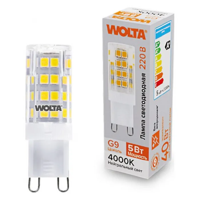 Лампа светодиодная Wolta G9 5Вт 4000K WSTD-JCD-5W4KG9-C от ImperiumLoft