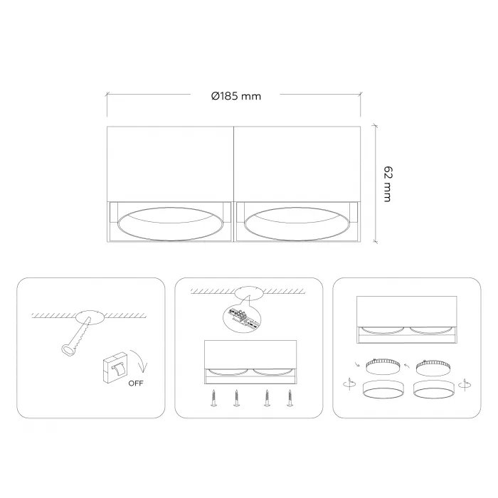 Светильник накладной TN70875/2 BK черный GX53/2 max 12W 185*92*62 от NovaLamp