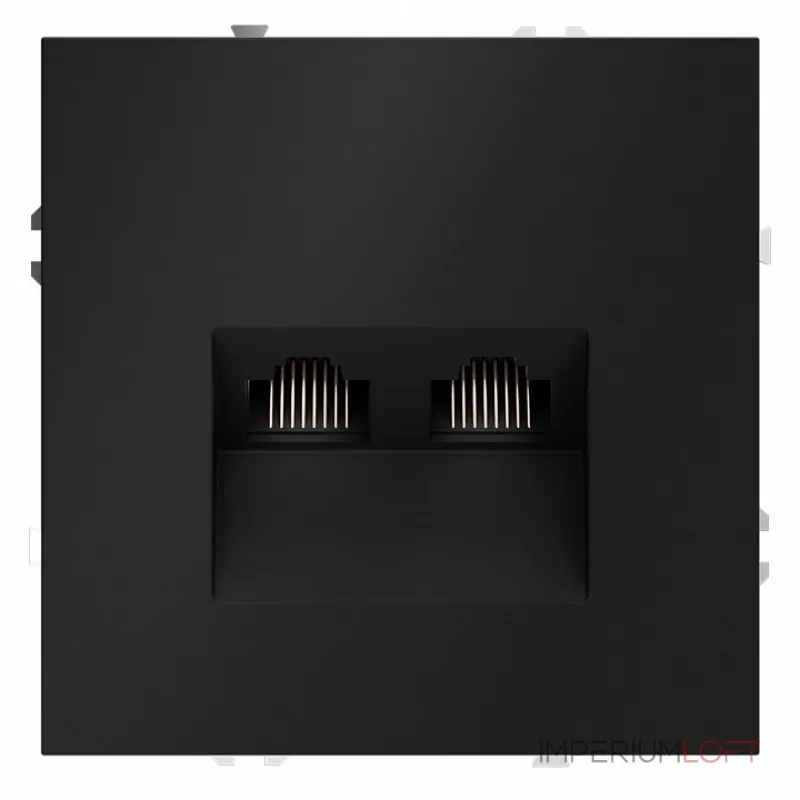 Розетка компьютерная встраиваемая S70 двойная RJ45+RJ45 кат.6 (черный матовый) Voltum VLS060208 Розетка компьютерная встраиваемая S70 двойная RJ45+RJ45 кат.6 (черный матовый) Voltum VLS060208