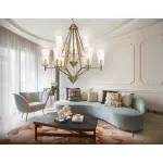 Подвесная люстра TR3233/6+3 BS/FR латунь/белый матовый E14 max 40W D730*720 от NovaLamp
