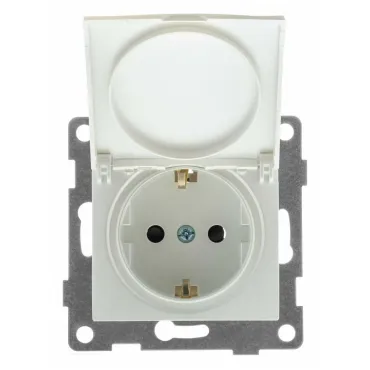Розетка с заземлением и со шторкой без рамки с крышкой Gusi Electric BRAVO С10Р91-028