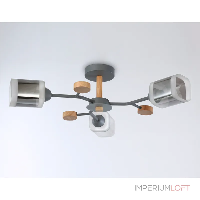 Светильник подвесной TR3033231/3 GR/LW/SM серый/светлое дерево/дымчатый E27*3 max 60W D700*180 от NovaLamp