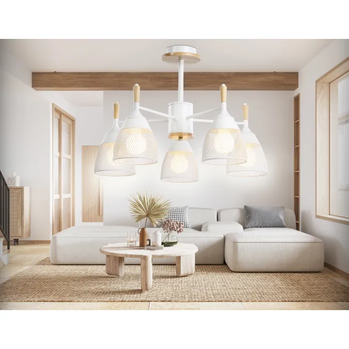 Подвесная люстра TR8012/5 WH белый E27*5 max 40W D600*385 от NovaLamp