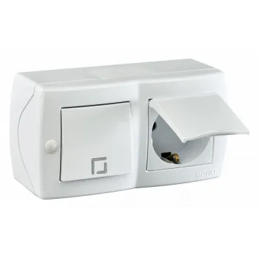 Блок с розеткой и выключателем Mono Electric Octans IP20 104-010101-183 Блок с розеткой и выключателем Mono Electric Octans IP20 104-010101-183