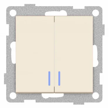 Выключатель двухклавишный с подсветкой без рамки Gusi Electric UGRA С11В28-003