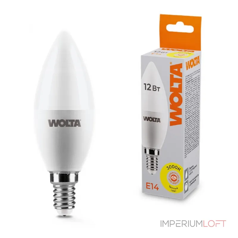 Лампа светодиодная Wolta E14 12Вт 3000K 25YC12E14
