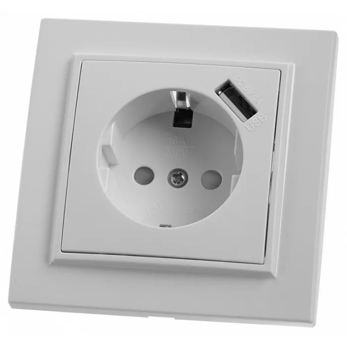 Розетка с заземлением и со шторками и USB Stekker PST16-9011 39051 от ImperiumLoft