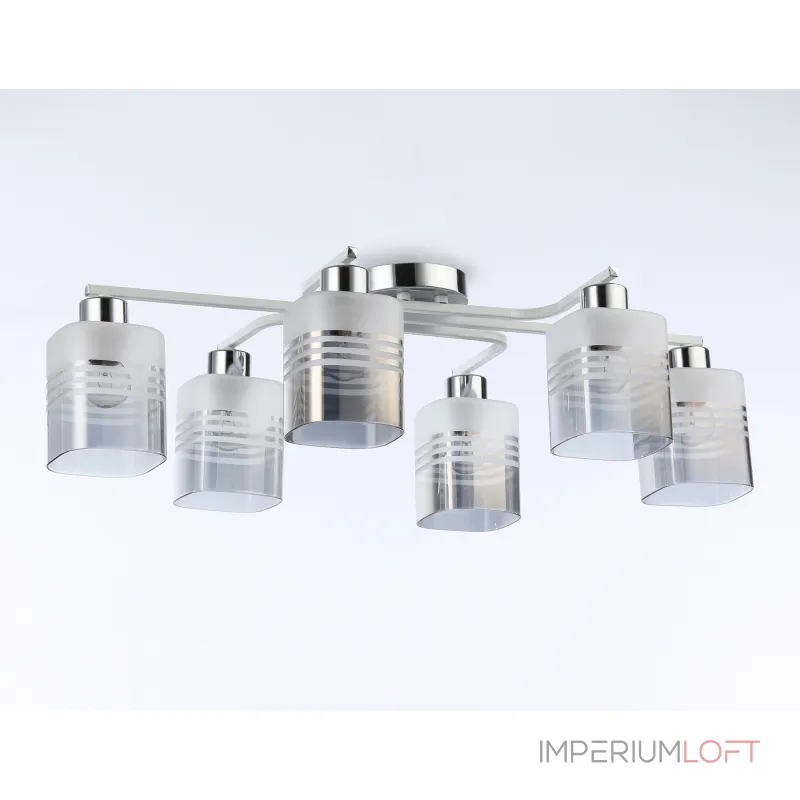 Светильник потолочный TR303207/6 WH/CH/SM/FR белый/хром/дымчатый/белый матовый E27*6 max 60W 710*400*200 от NovaLamp