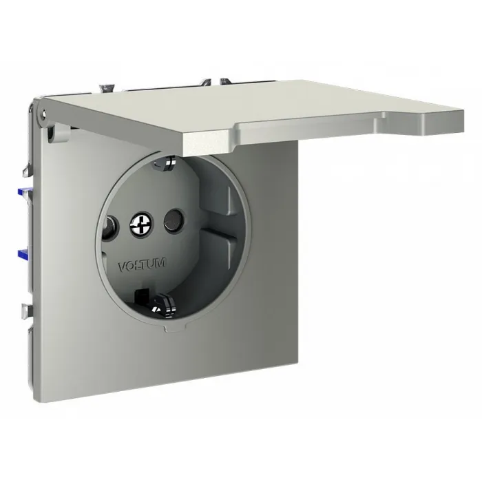 Розетка с заземлением и со шторкой без рамки с крышкой Voltum S70 VLS040304 от ImperiumLoft