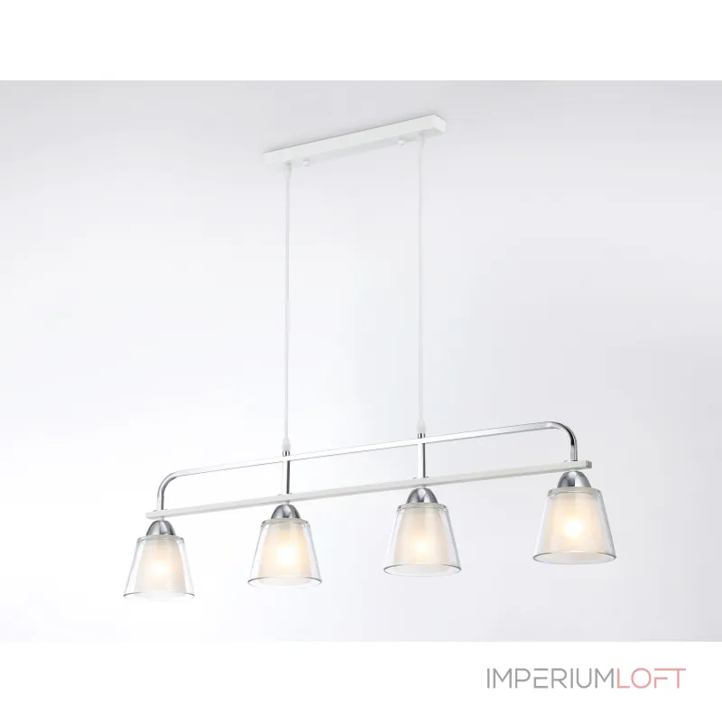 Светильник подвесной TR303242/4 WH/CH/CL/FR белый/хром/прозрачный/белый матовый E27*4 max 60W 870*120*780 от NovaLamp