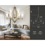 Подвесная люстра TR3233/6+3 BS/FR латунь/белый матовый E14 max 40W D730*720 от NovaLamp