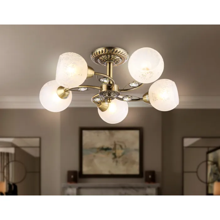 Потолочная люстра TR3064/5 SB/FR бронза/белый матовый E27/5 max 40W D615*245 от NovaLamp