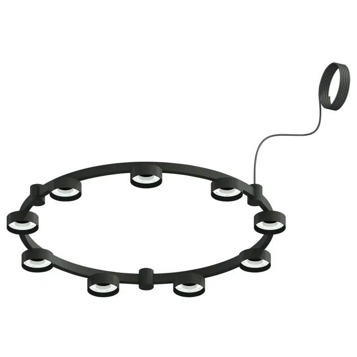 Корпус светильника Techno Ring подвесной для насадок Ø85мм C9242/9 SBK черный песок D740*70.5mm GX53/9 от NovaLamp