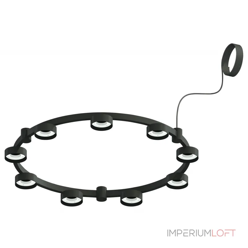 Корпус светильника Techno Ring подвесной для насадок Ø85мм C9242/9 SBK черный песок D740*70.5mm GX53/9 от NovaLamp Корпус светильника Techno Ring подвесной для насадок Ø85мм C9242/9 SBK черный песок D740*70.5mm GX53/9 от NovaLamp