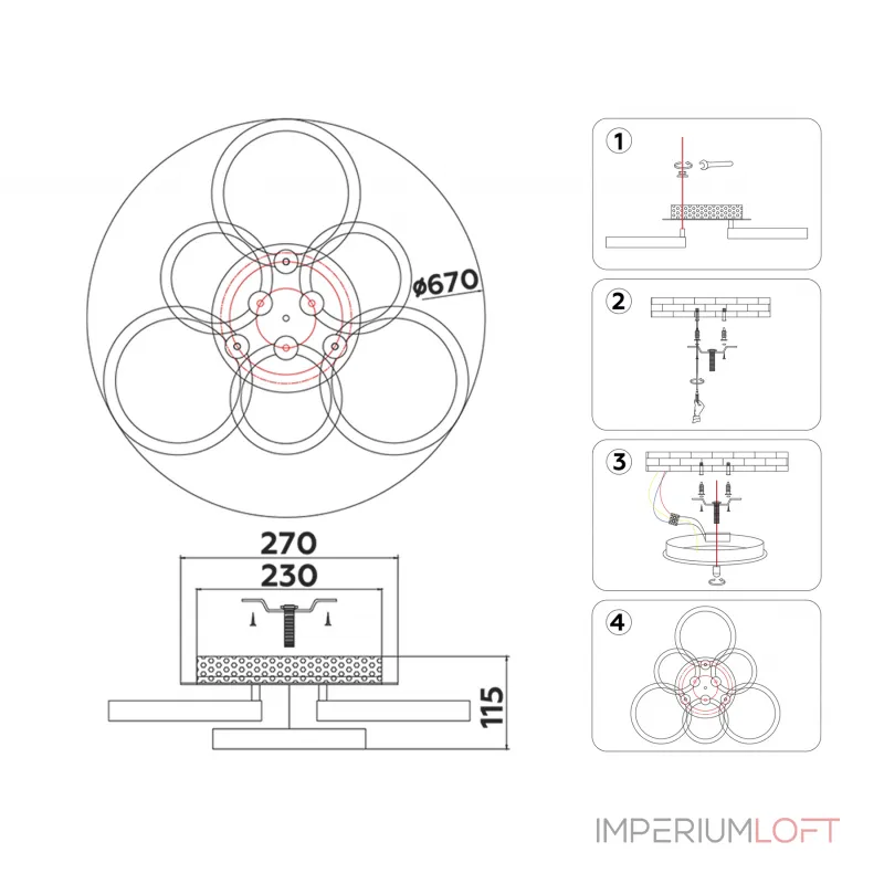 Светильник светодиодный потолочный FA3844/3+3 WH белый 102W 3000K-6400K+RGB D670*115 (ПДУ РАДИО 2.4G) от NovaLamp