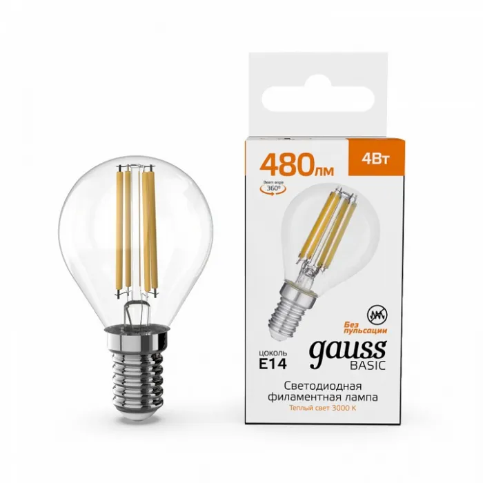 Лампа светодиодная Gauss E14 4Вт 3000K 50512142 от ImperiumLoft